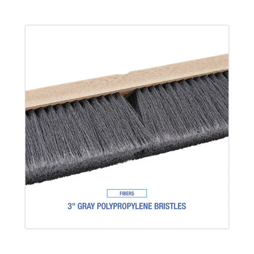 Floor Brush Head, 3" Gray Flagged Polypropylene Bristles, 36" Brush - Image 3