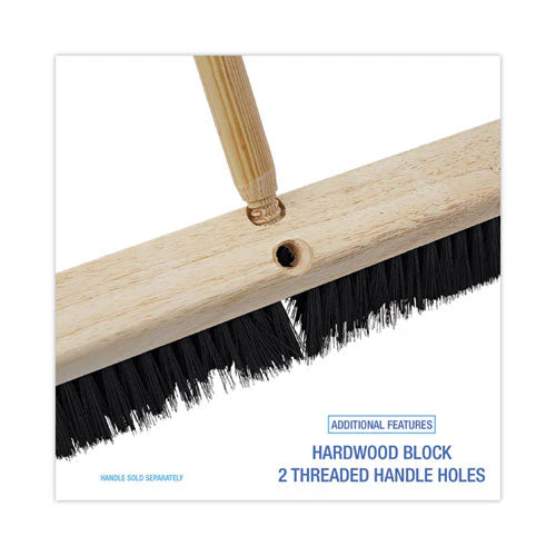 Floor Brush Head, 3" Black Medium Weight Polypropylene Bristles, 18" Brush - Image 3