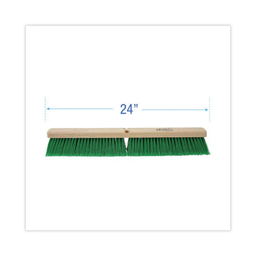 Floor Broom Head, 3" Green Flagged Recycled Pet Plastic Bristles, 24" Brush - Image 3