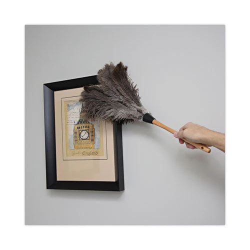 Professional Ostrich Feather Duster, Wood Handle, 20" - Image 3