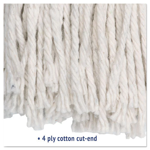 Premium Cut-end Wet Mop Heads, Cotton, 24oz, White, 12/carton - Image 3