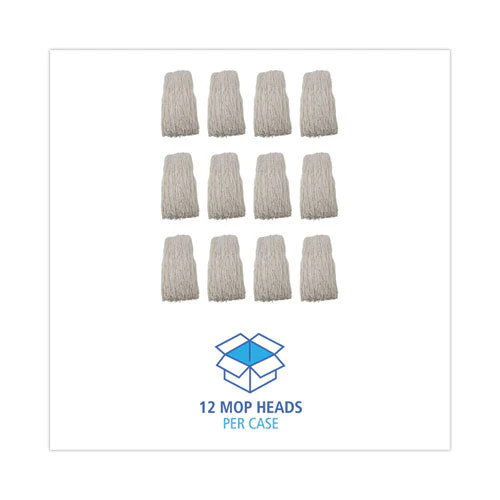 Premium Cut-end Wet Mop Heads, Rayon, 24oz, White, 12/carton - Image 2