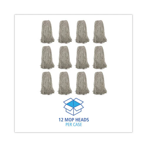 Mop Head, Premium Standard Head, Cotton Fiber, 32oz, White, 12/carton - Image 3
