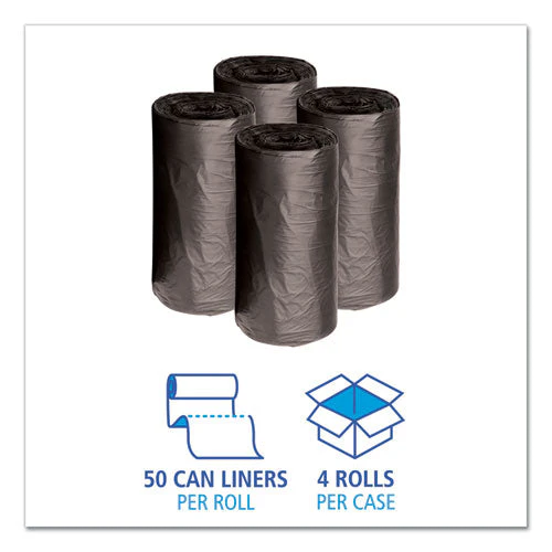 Low-density Waste Can Liners, 10 Gal, 0.35 Mil, 24" X 23", Black, 50 Bags/roll, 10 Rolls/carton - Image 2