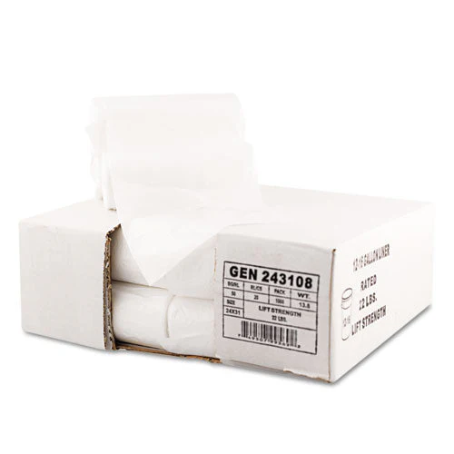 High Density Can Liners, 16 Gal, 7 Mic, 24" X 31", Natural, 50 Bags/roll, 20 Rolls/carton - Image 2