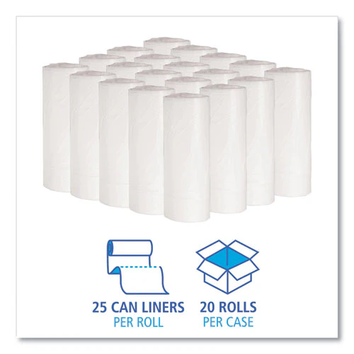 Low-density Waste Can Liners, 16 Gal, 0.4 Mil, 24" X 32", White, 25 Bags/roll, 20 Rolls/carton - Image 3