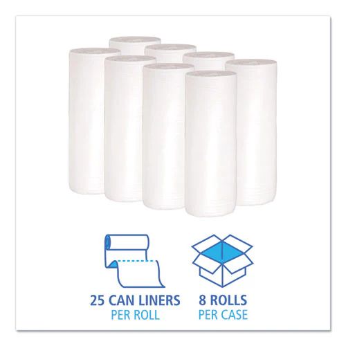 Low-density Waste Can Liners, 30 Gal, 0.6 Mil, 30" X 36", White, 25 Bags/roll, 8 Rolls/carton - Image 2