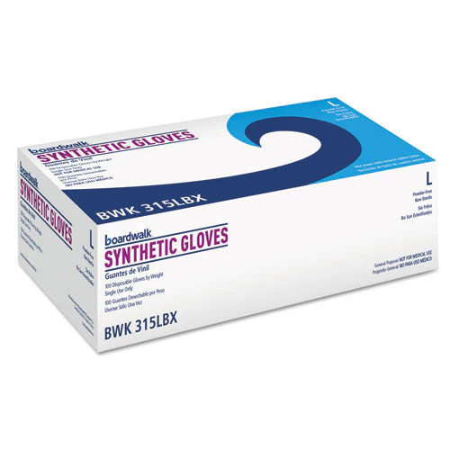 Powder-free Synthetic Vinyl Gloves, Large, Beige, 4 Mil, 100/box - Image 1