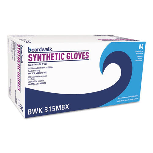Powder-free Synthetic Vinyl Gloves, Medium, Beige, 4 Mil, 100/box - Image 1