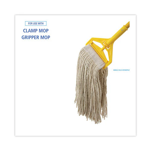 Mop Head, Premium Saddleback Head, Cotton Fiber, 24 Oz, White, 12/carton - Image 2