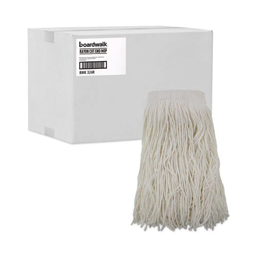 Mop Head, Premium Saddleback Head, Rayon Fiber, 24-oz., White, 12/carton - Image 2