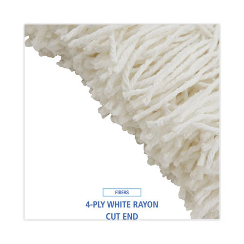Mop Head, Premium Saddleback Head, Rayon Fiber, 24-oz., White, 12/carton - Image 3