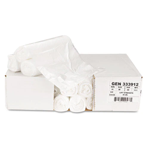 High-density Can Liners, 33 Gal, 9 Mic, 33" X 39", Natural, 25 Bags/roll, 20 Rolls/carton - Image 3
