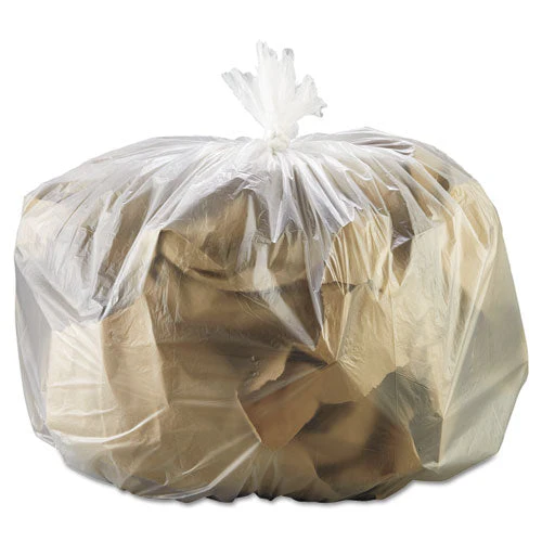 High Density Can Liners, 33 Gal, 13 Mic, 33" X 39", Natural, 25 Bags/roll, 10 Rolls/carton - Image 1