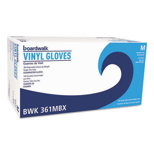 Exam Vinyl Gloves, Clear, Medium, 3 3/5 Mil, 100/box, 10 Boxes/carton - Image 1