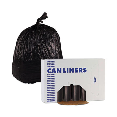 High-density Can Liners, 60 Gal, 14 Mic, 38" X 58", Black, 25 Bags/roll, 8 Rolls/carton - Image 3