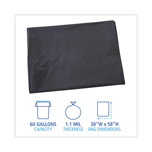 Linear Low Density Industrial Can Liners, 60 Gal, 1.1 Mil, 38 X 58, Gray, 100/carton - Image 3
