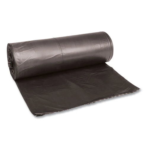 Low-density Waste Can Liners, 60 Gal, 0.65 Mil, 38" X 58", Black, 25 Bags/roll, 4 Rolls/carton - Image 1