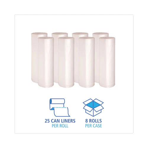 High-density Can Liners, 60 Gal, 14 Mic, 38" X 58", Natural, 25 Bags/roll, 8 Rolls/carton - Image 2