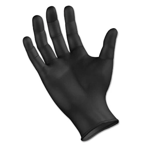Disposable General-purpose Powder-free Nitrile Gloves, Large, Black, 4.4 Mil, 100/box - Image 1