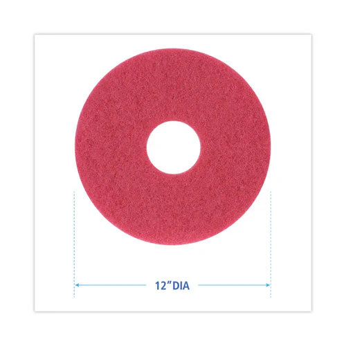 Buffing Floor Pads, 12" Diameter, Red, 5/carton - Image 3