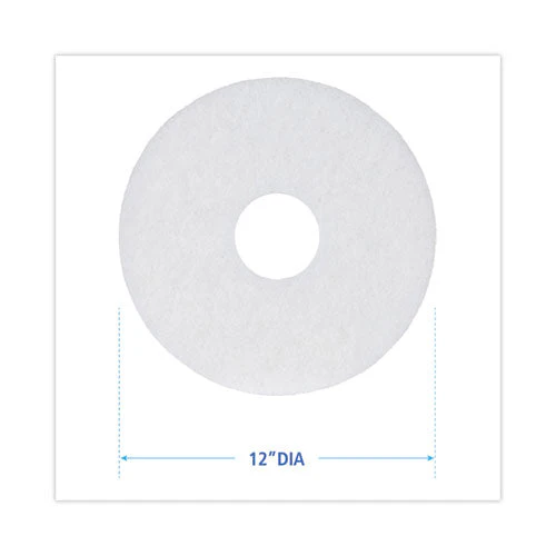 Polishing Floor Pads, 12" Diameter, White, 5/carton - Image 2