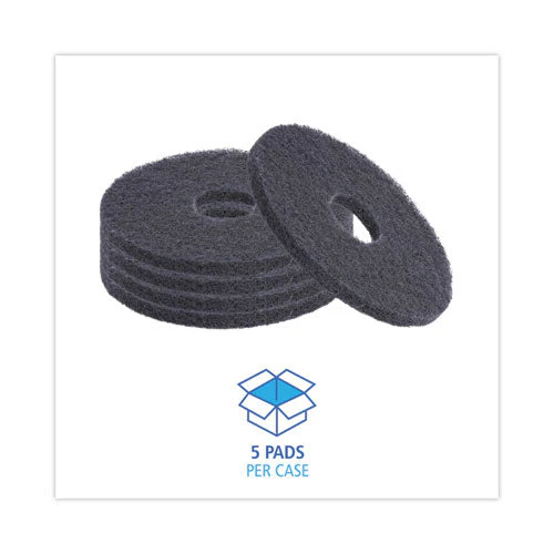 Stripping Floor Pads, 13" Diameter, Black, 5/carton - Image 3