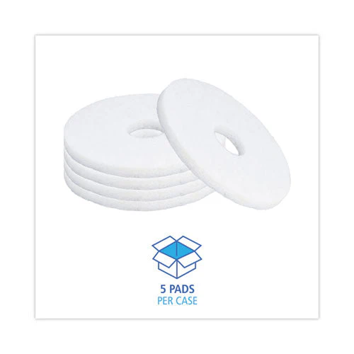 Polishing Floor Pads, 13" Diameter, White, 5/carton - Image 3