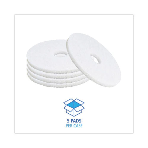 Polishing Floor Pads, 15" Diameter, White, 5/carton - Image 2