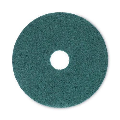Heavy-duty Scrubbing Floor Pads, 16" Diameter, Green, 5/carton - Image 1