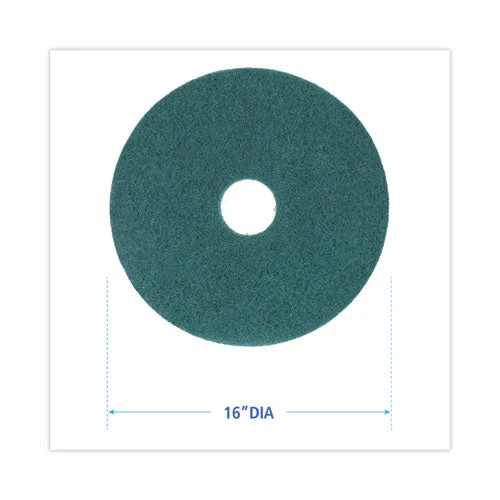 Heavy-duty Scrubbing Floor Pads, 16" Diameter, Green, 5/carton - Image 3