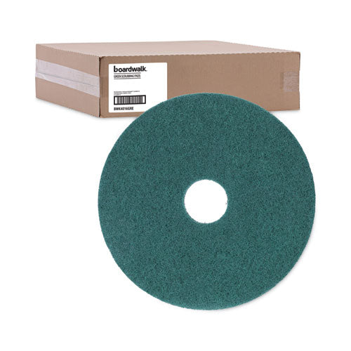 Heavy-duty Scrubbing Floor Pads, 16" Diameter, Green, 5/carton - Image 2