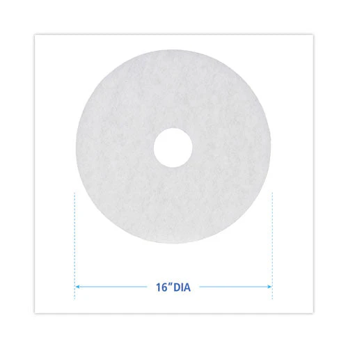 Polishing Floor Pads, 16" Diameter, White, 5/carton - Image 2