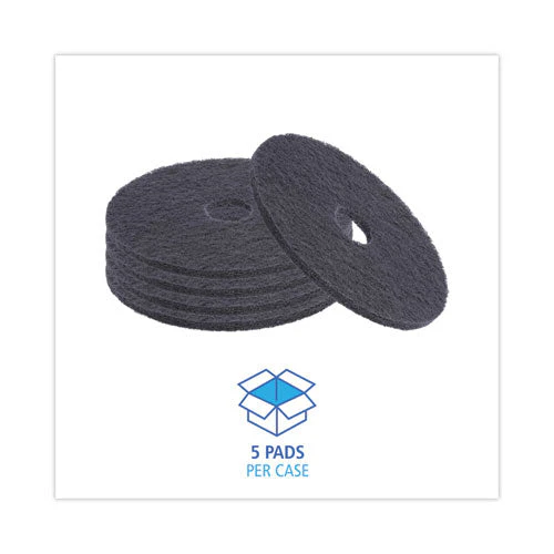 Stripping Floor Pads, 17" Diameter, Black, 5/carton - Image 3