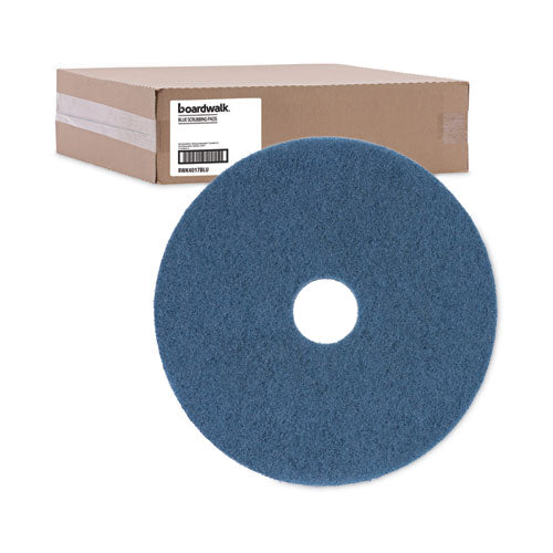 Scrubbing Floor Pads, 17" Diameter, Blue, 5/carton - Image 3