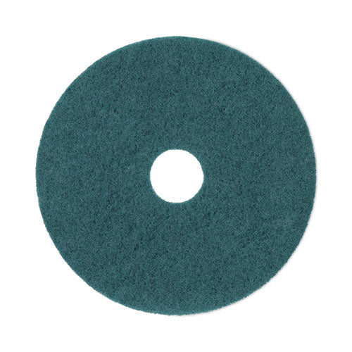 Heavy-duty Scrubbing Floor Pads, 17" Diameter, Green, 5/carton - Image 1