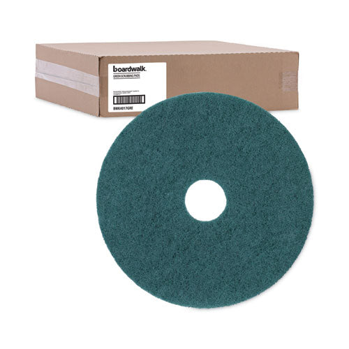 Heavy-duty Scrubbing Floor Pads, 17" Diameter, Green, 5/carton - Image 3