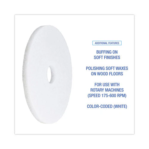 Polishing Floor Pads, 17" Diameter, White, 5/carton - Image 3