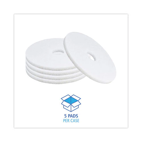 Polishing Floor Pads, 17" Diameter, White, 5/carton - Image 2