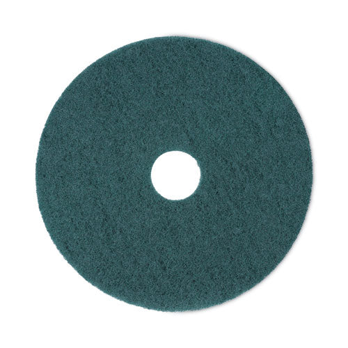 Heavy-duty Scrubbing Floor Pads, 18" Diameter, Green, 5/carton - Image 1