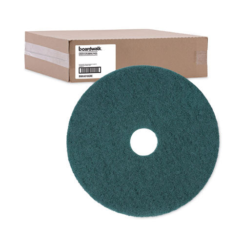 Heavy-duty Scrubbing Floor Pads, 18" Diameter, Green, 5/carton - Image 3