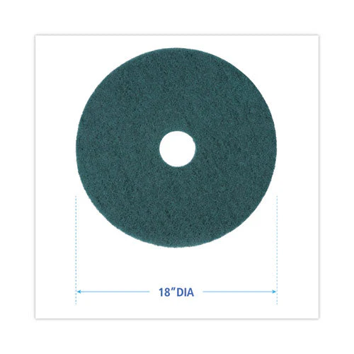 Heavy-duty Scrubbing Floor Pads, 18" Diameter, Green, 5/carton - Image 2