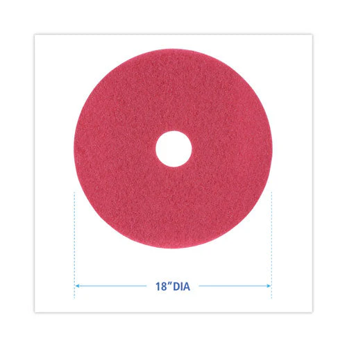 Buffing Floor Pads, 18" Diameter, Red, 5/carton - Image 2