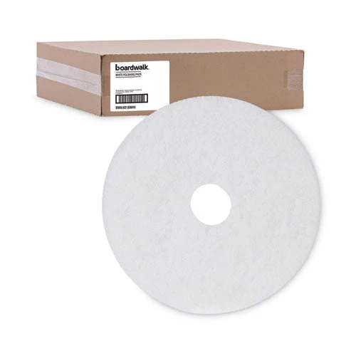 Polishing Floor Pads, 18" Diameter, White, 5/carton - Image 2