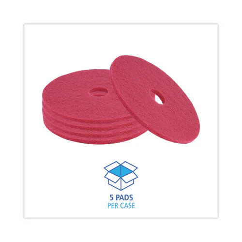 Buffing Floor Pads, 19" Diameter, Red, 5/carton - Image 2