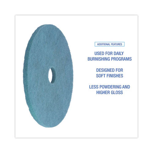 Burnishing Floor Pads, 20" Diameter, Aqua, 5/carton - Image 3