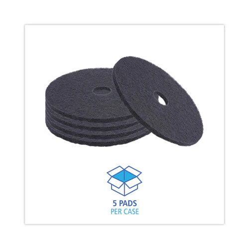 Stripping Floor Pads, 20" Diameter, Black, 5/carton - Image 3