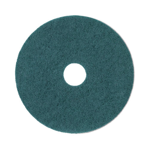 Heavy-duty Scrubbing Floor Pads, 20" Diameter, Green, 5/carton - Image 1