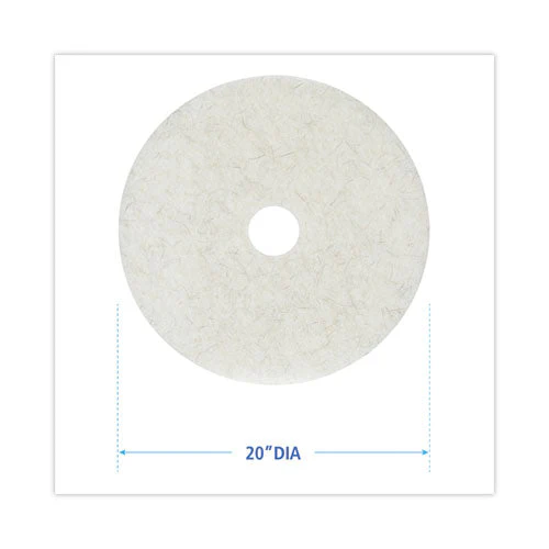 Natural Burnishing Floor Pads, 20" Diameter, White, 5/carton - Image 2