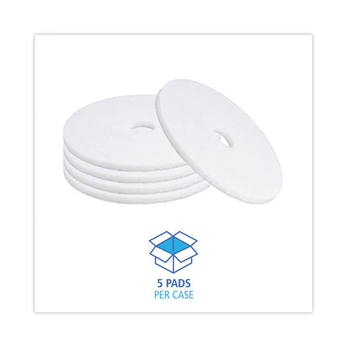 Polishing Floor Pads, 20" Diameter, White, 5/carton - Image 3
